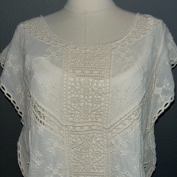 DEMOCRACY Cream Ivory Boho Lace Crochet Top with matching Cami - NWOT - Size M - Picture 2 of 12